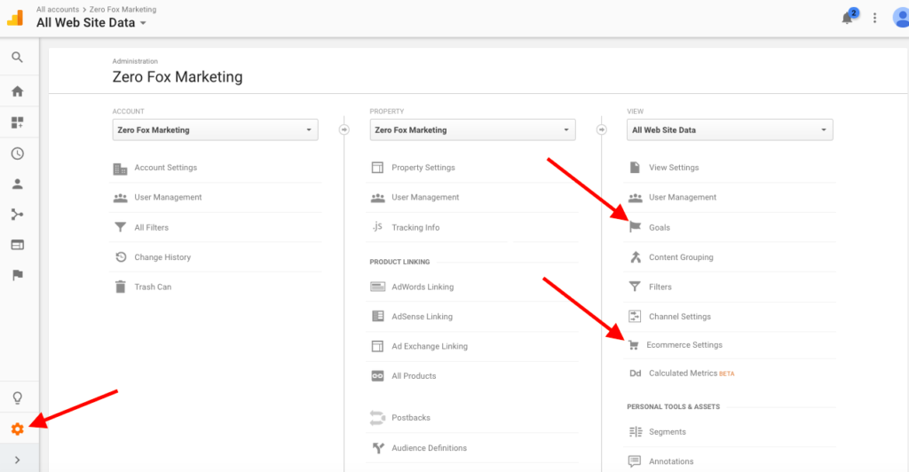 Google Analytics Admin for Tracking Conversions